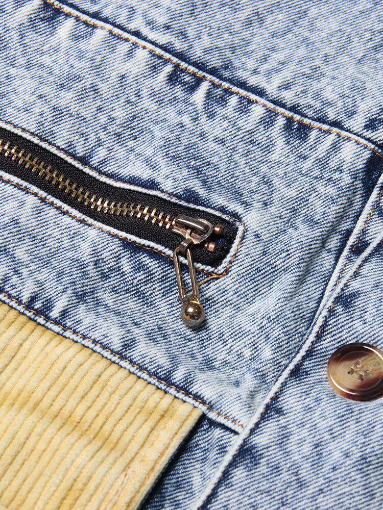 Mid Wash Patchwork Denim Jacket Mid Wash Patchwork Denim Jacket