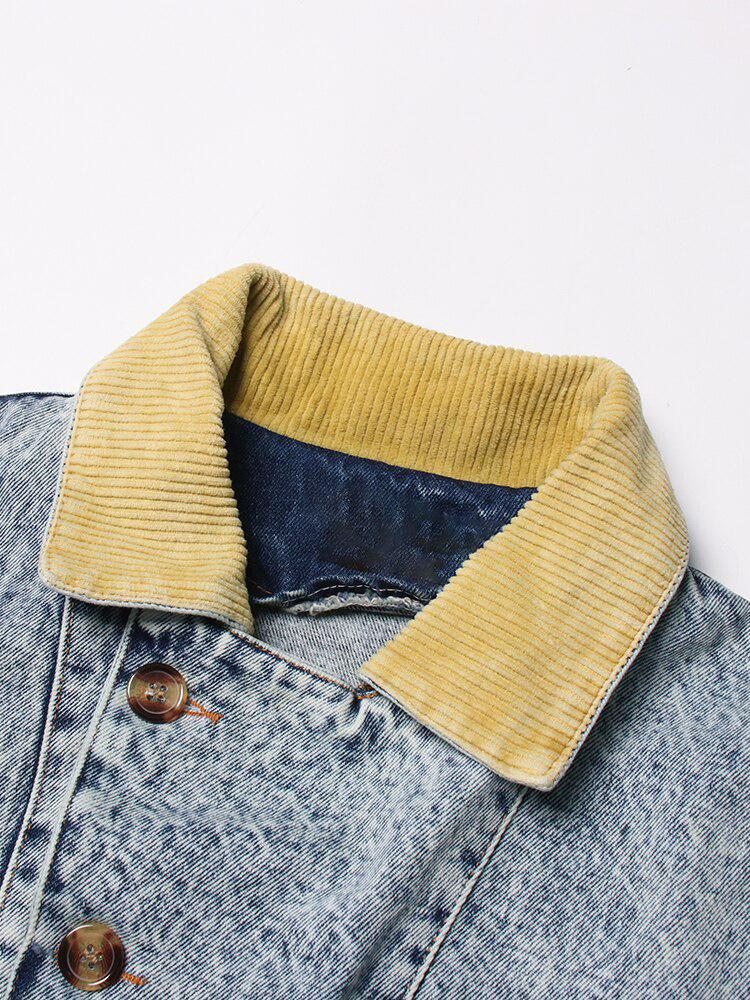 Mid Wash Patchwork Denim Jacket Mid Wash Patchwork Denim Jacket