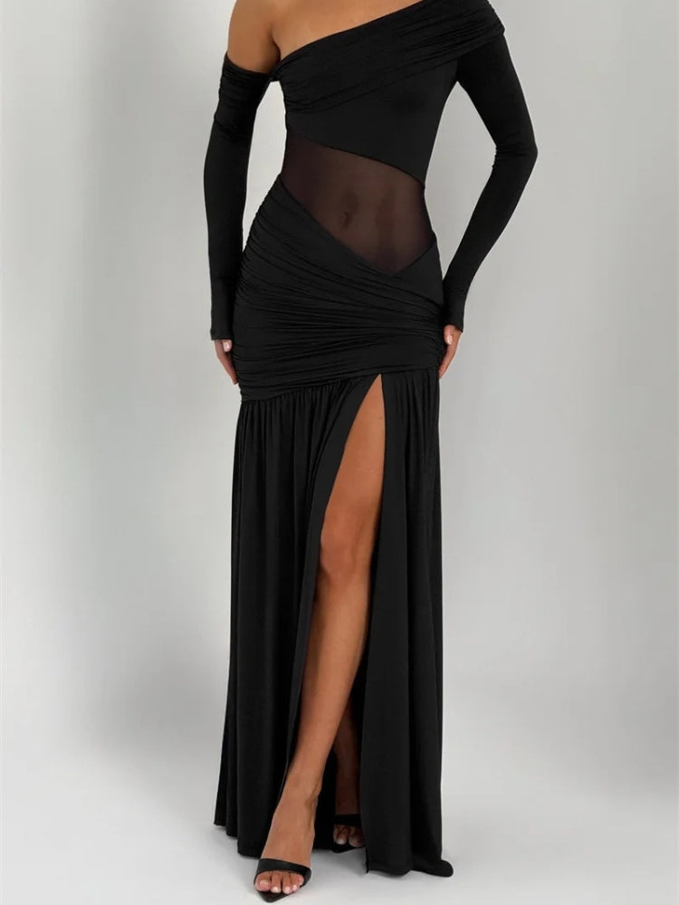 One Shoulder High Slit Maxi Dress One Shoulder High Slit Maxi Dress