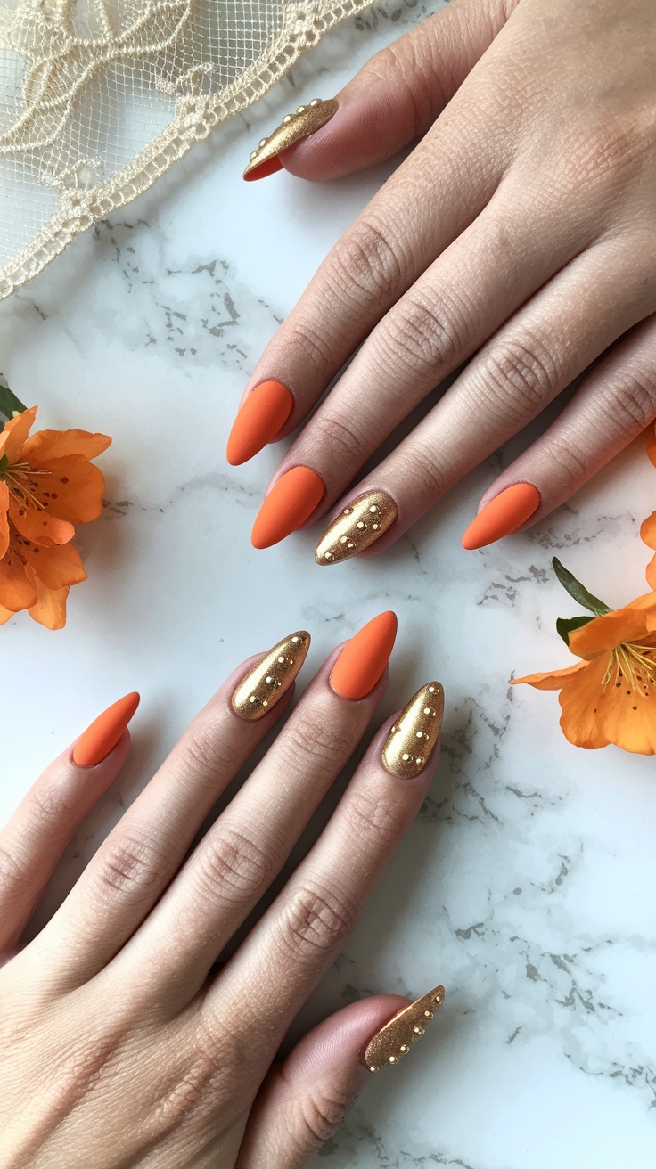 Orange and Gold Nail Designs: Vibrant Combinations outfit idea