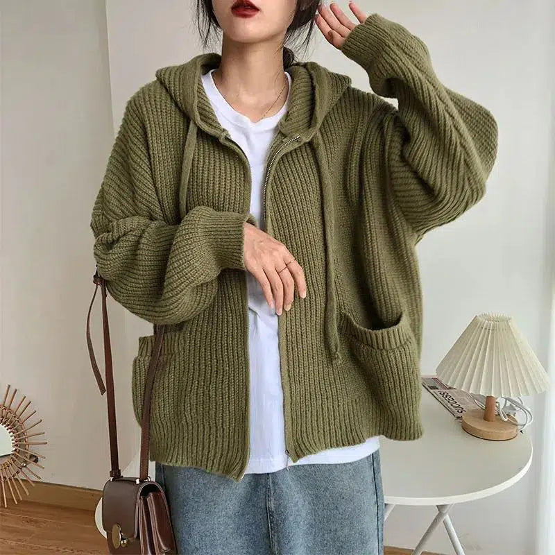 Oversized Knitted Hooded Cardigan Oversized Knitted Hooded Cardigan