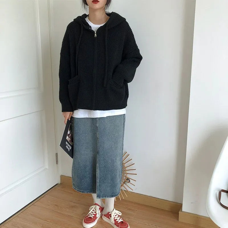 Oversized Knitted Hooded Cardigan Oversized Knitted Hooded Cardigan
