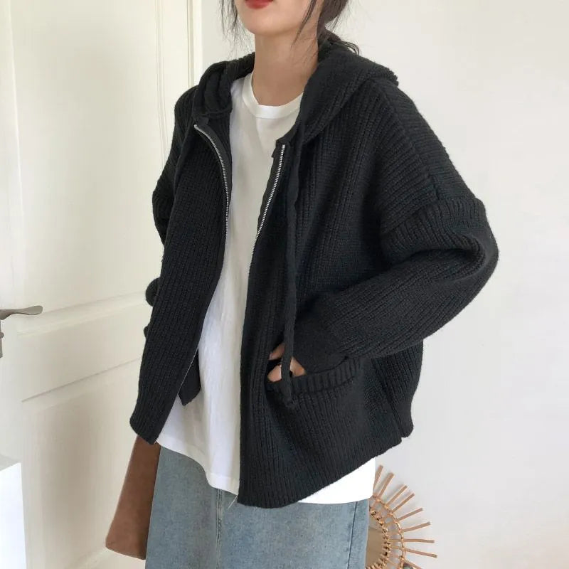 Oversized Knitted Hooded Cardigan Oversized Knitted Hooded Cardigan