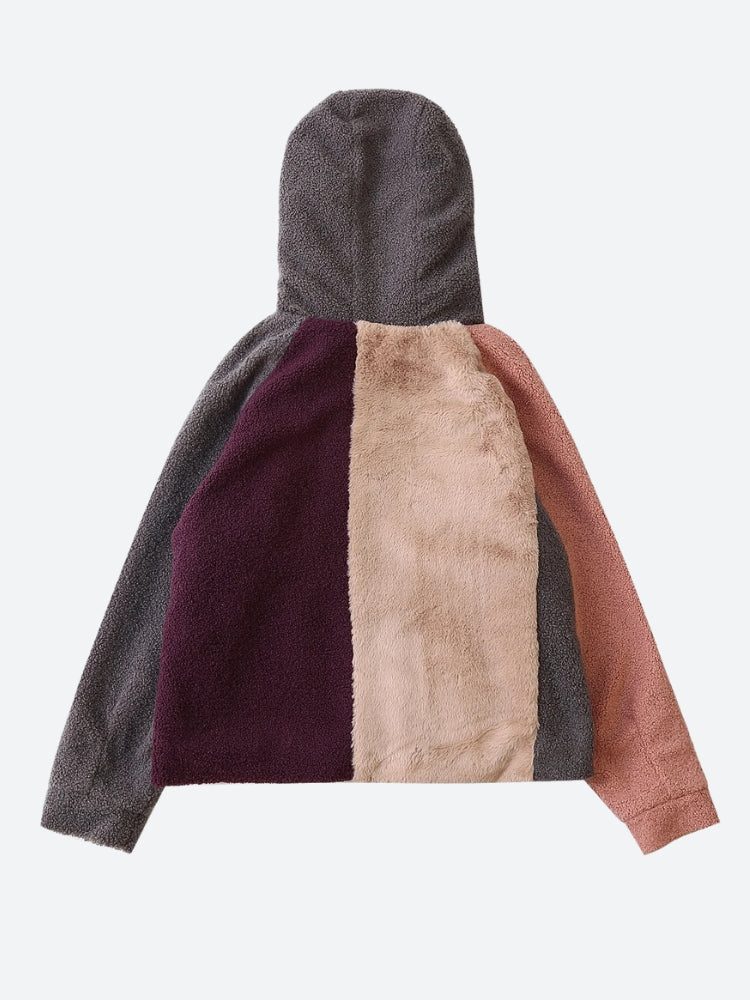 Patchwork Fluffy Hoodie Jacket Patchwork Fluffy Hoodie Jacket