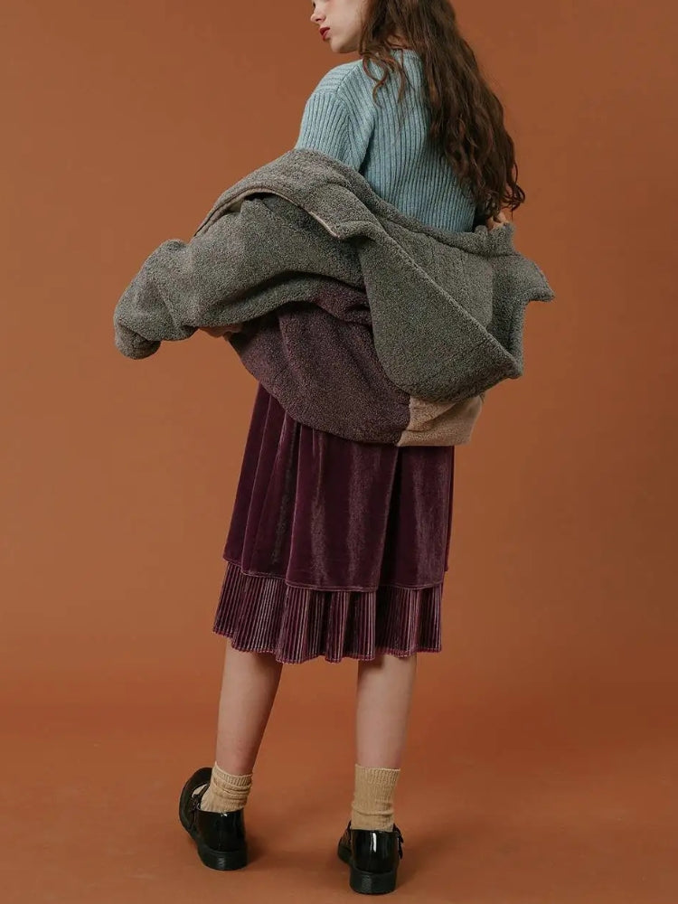 Patchwork Fluffy Hoodie Jacket Patchwork Fluffy Hoodie Jacket