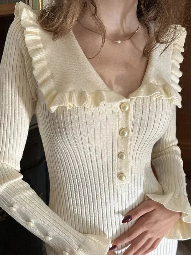 Peter Pan Collar Ribbed Midi Dress Peter Pan Collar Ribbed Midi Dress