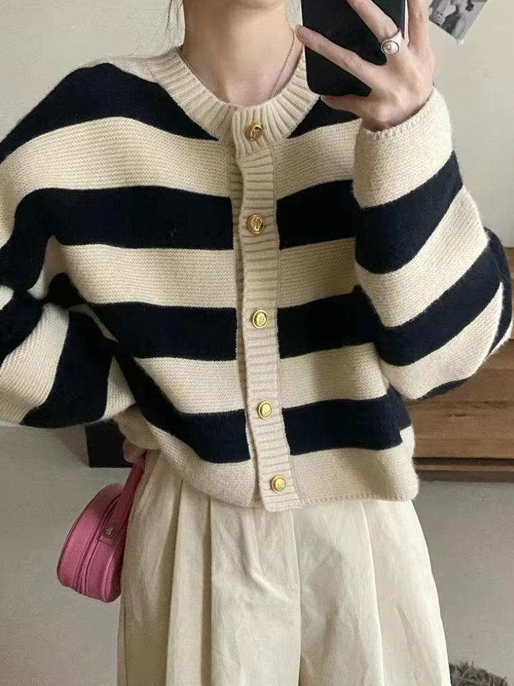 Pink Striped Knit Cardigan Pink Striped Knit Cardigan