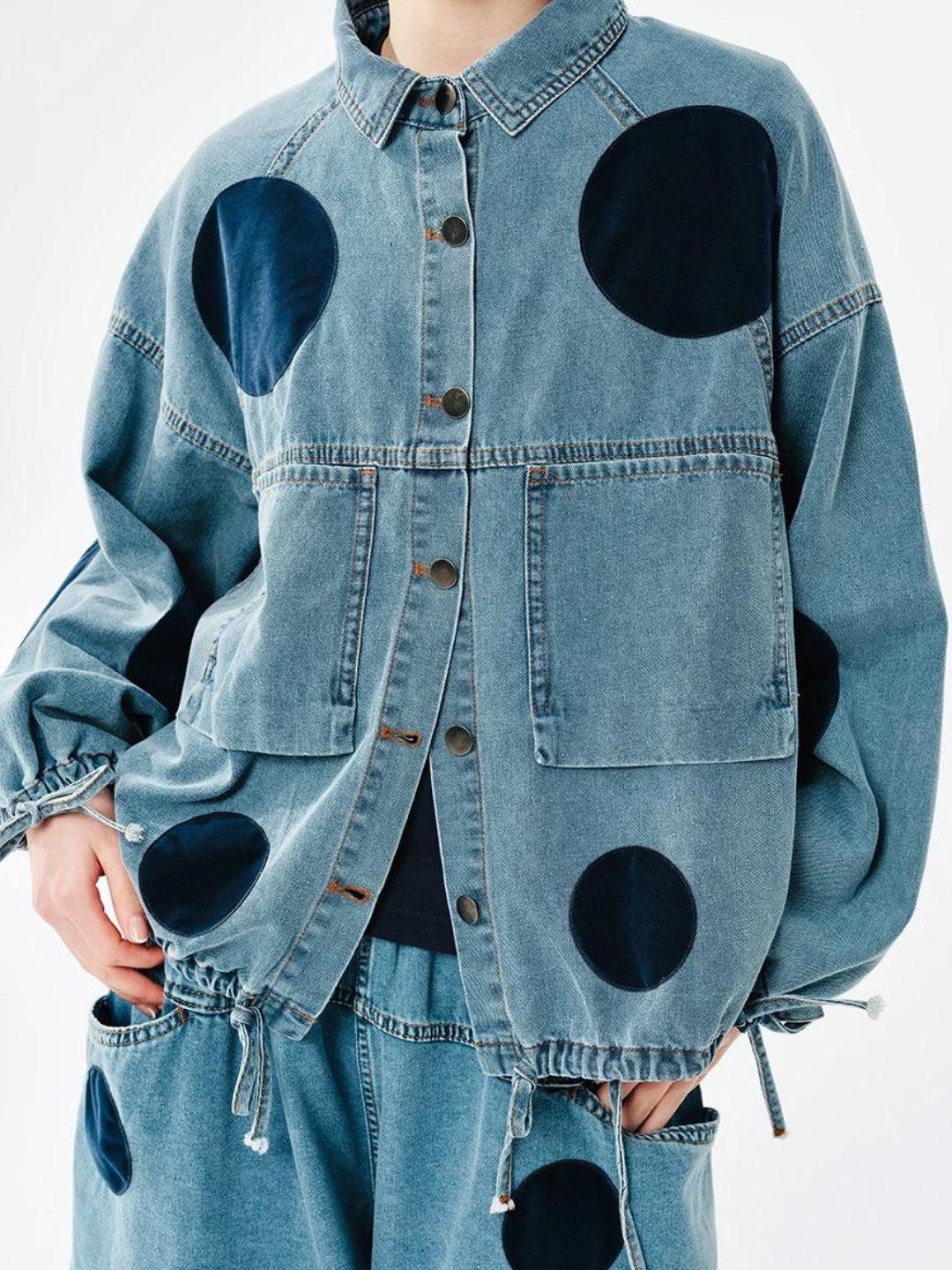 Polka Dot Button Up Denim Jacket Polka Dot Button Up Denim Jacket