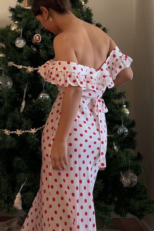 Polka Dot Cami A-Line Ruffled Maxi Dress Polka Dot Cami A-Line Ruffled Maxi Dress