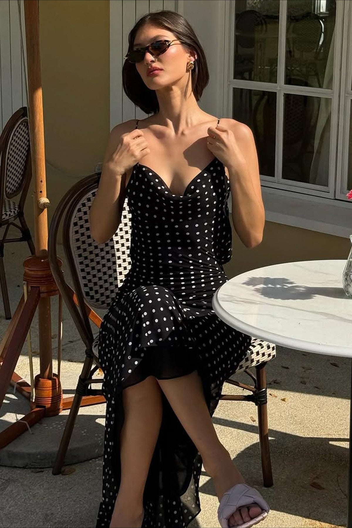 Polka Dot Cami Backless Tie Maxi Dress Polka Dot Cami Backless Tie Maxi Dress