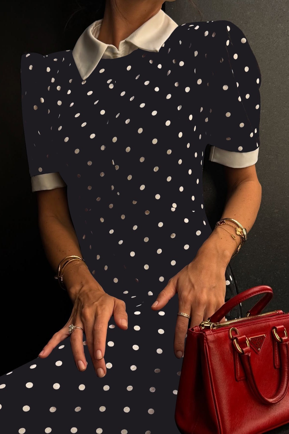 Polka Dot Color Block Waist Cinching Maxi Dress Polka Dot Color Block Waist Cinching Maxi Dress
