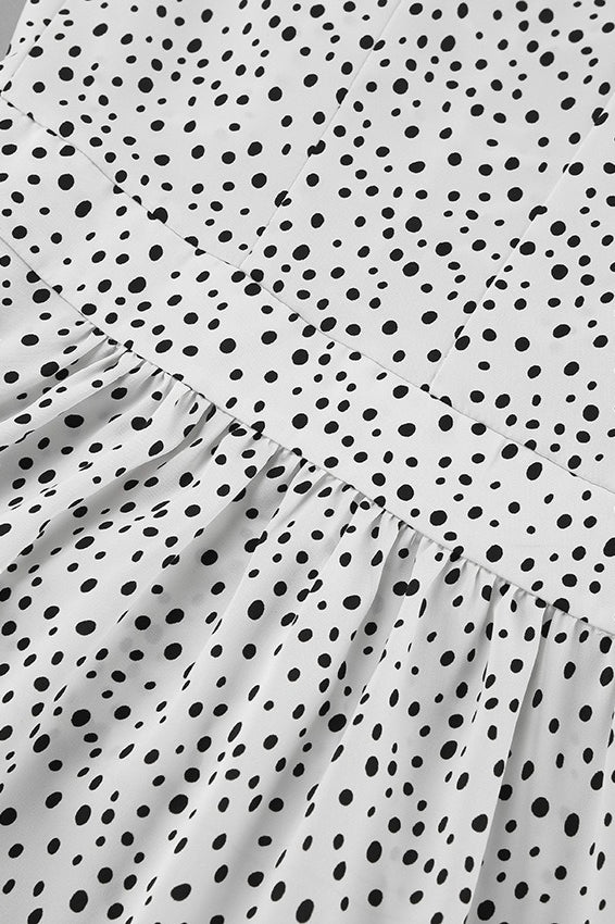 Polka Dot Floral V-Neck Puff Sleeve Maxi Dress Polka Dot Floral V-Neck Puff Sleeve Maxi Dress