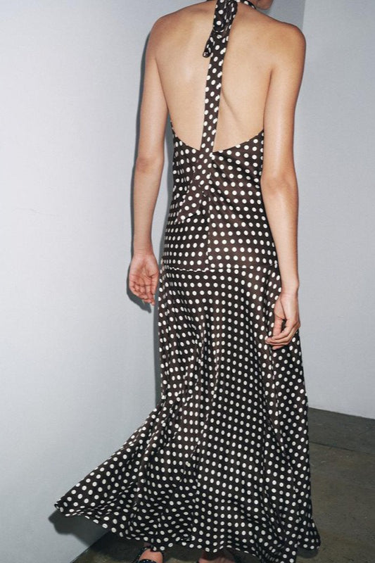 Polka Dot Halter Neck Maxi Dress Polka Dot Halter Neck Maxi Dress