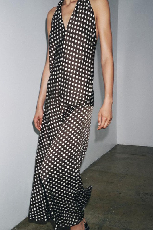 Polka Dot Halter Neck Maxi Dress Polka Dot Halter Neck Maxi Dress