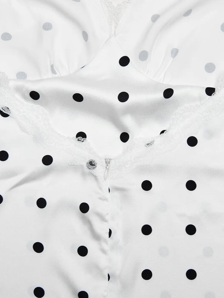 Polka Dot Lace Trim Mini Dress Polka Dot Lace Trim Mini Dress