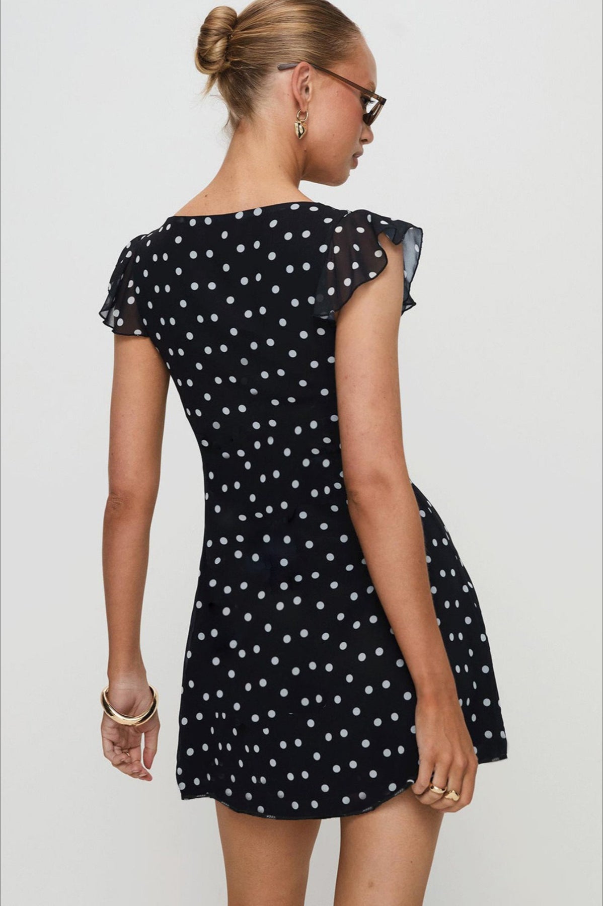 Polka Dot Mesh A-Line Mini Dress Polka Dot Mesh A-Line Mini Dress