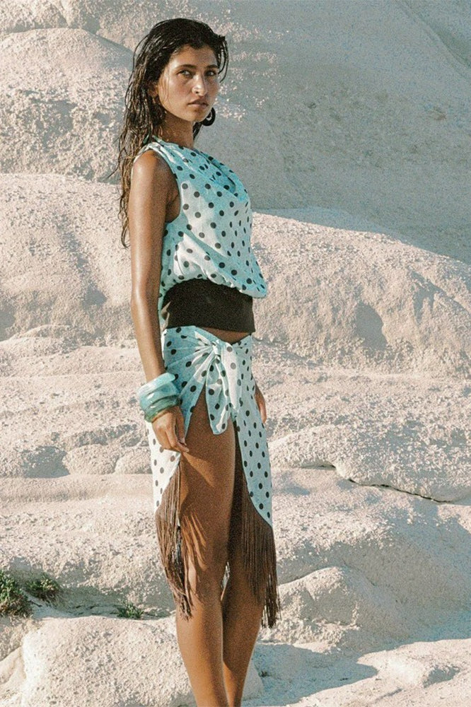 Polka Dot One Shoulder Two Pieces Set Polka Dot One Shoulder Two Pieces Set