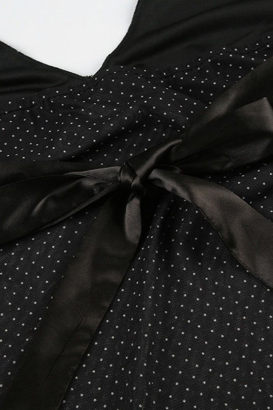 Polka Dot Satin Bow Tie Backless Halter Crop Top Polka Dot Satin Bow Tie Backless Halter Crop Top