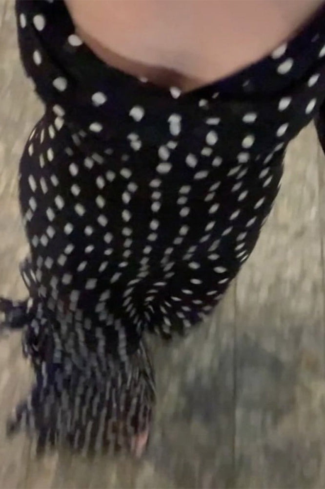 Polka Dot Scarf Neck Ruffled Cami Maxi Dress Polka Dot Scarf Neck Ruffled Cami Maxi Dress