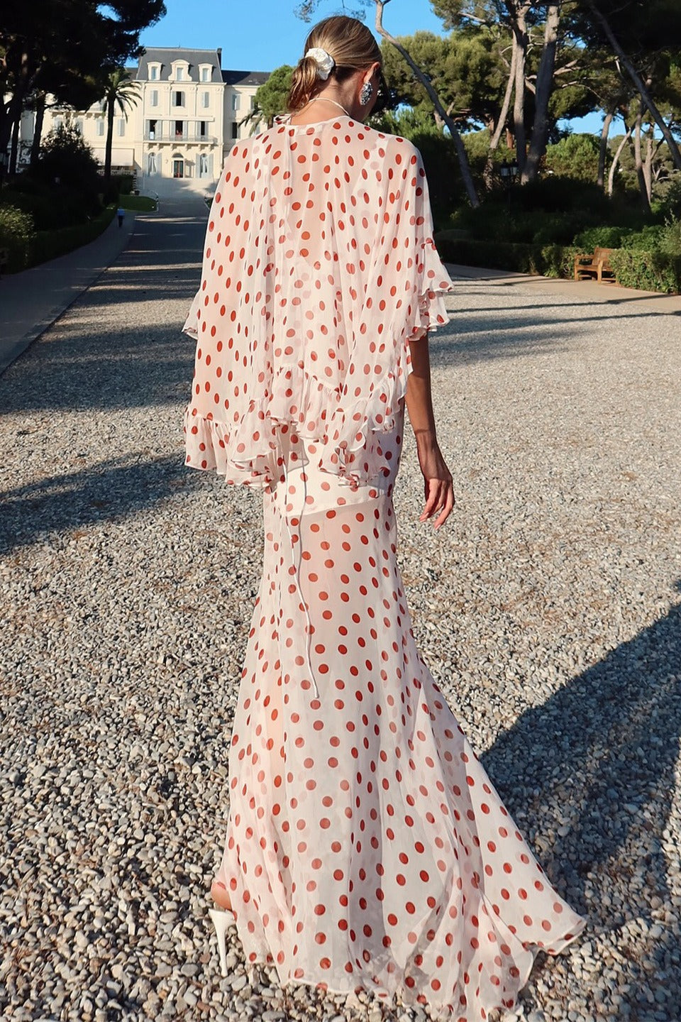 Polka Dot V-Neck Sheer Maxi Dress Polka Dot V-Neck Sheer Maxi Dress