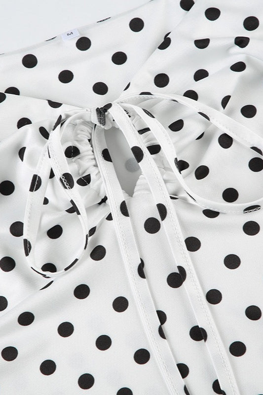 Polka Dot V-Neck Tie Waist Crop Top Polka Dot V-Neck Tie Waist Crop Top