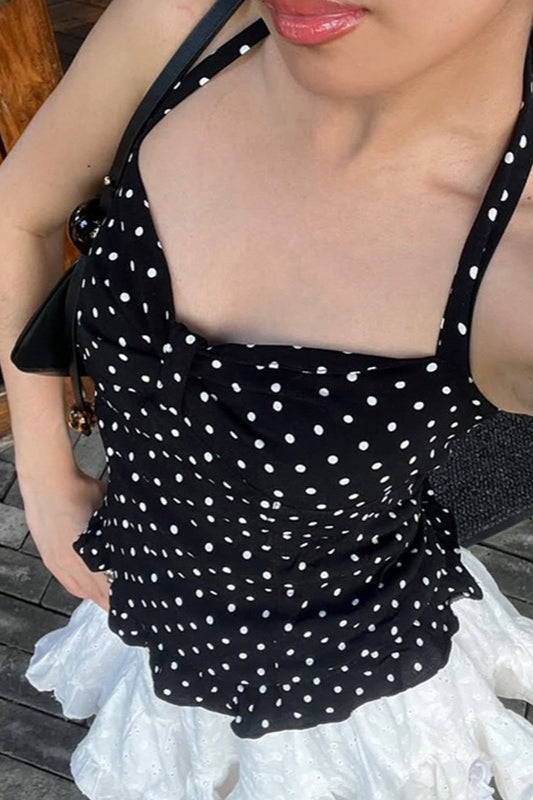 Retro Polka Dot Halter Cami Blouse Retro Polka Dot Halter Cami Blouse