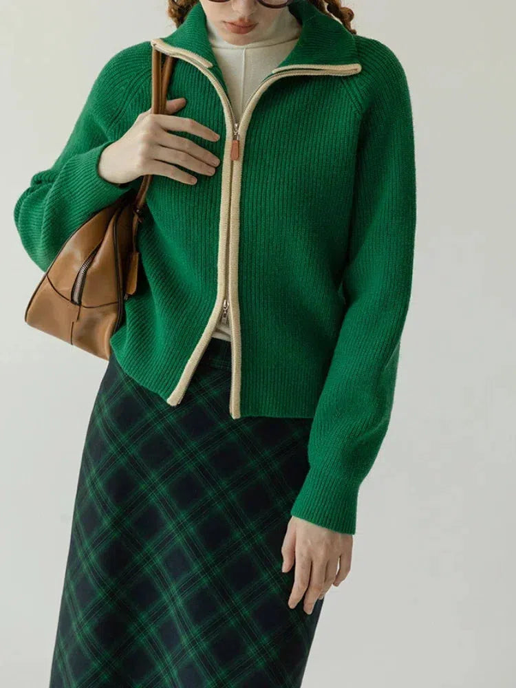 Ribbed Double Zip-Up Cardigan Ribbed Double Zip-Up Cardigan