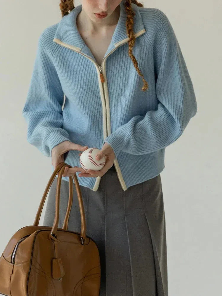 Ribbed Double Zip-Up Cardigan Ribbed Double Zip-Up Cardigan