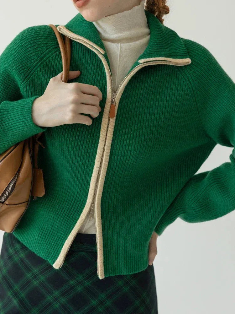 Ribbed Double Zip-Up Cardigan Ribbed Double Zip-Up Cardigan