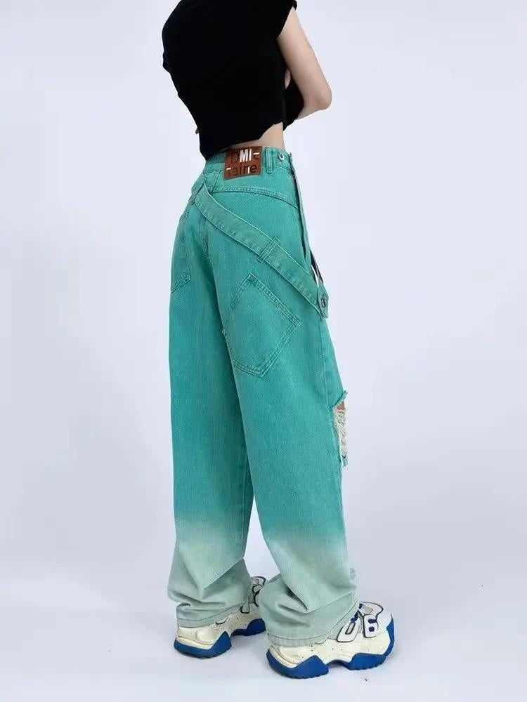 Ripped Denim Strap Baggy Jeans Ripped Denim Strap Baggy Jeans