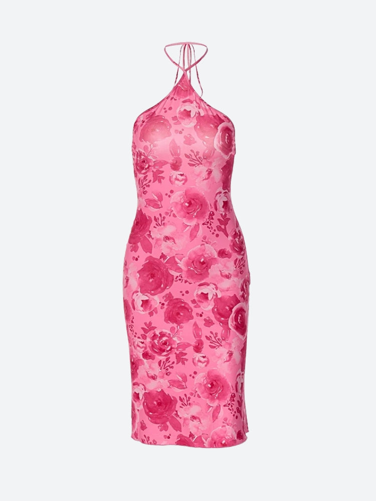 Rose Halter Neck Midi Dress Rose Halter Neck Midi Dress