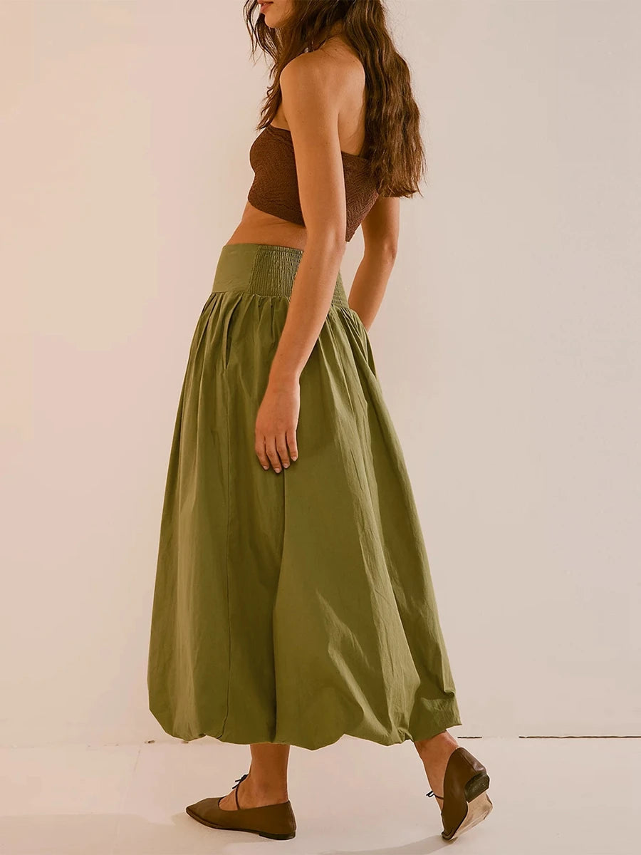Ruched Bubble Hem Midi Skirt Ruched Bubble Hem Midi Skirt