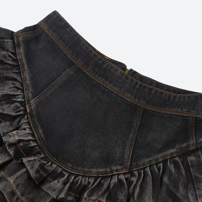 Ruffled Denim Mini Skirt Ruffled Denim Mini Skirt