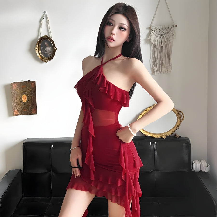 Ruffled Halter Neck Mini Dress Ruffled Halter Neck Mini Dress