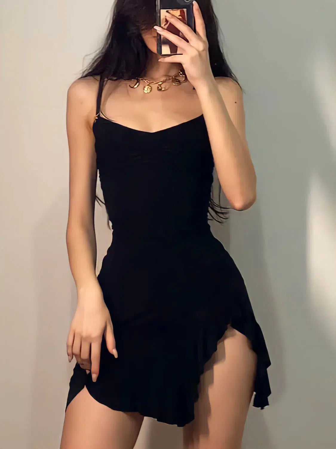 Ruffled Slit Bodycon Mini Dress Ruffled Slit Bodycon Mini Dress