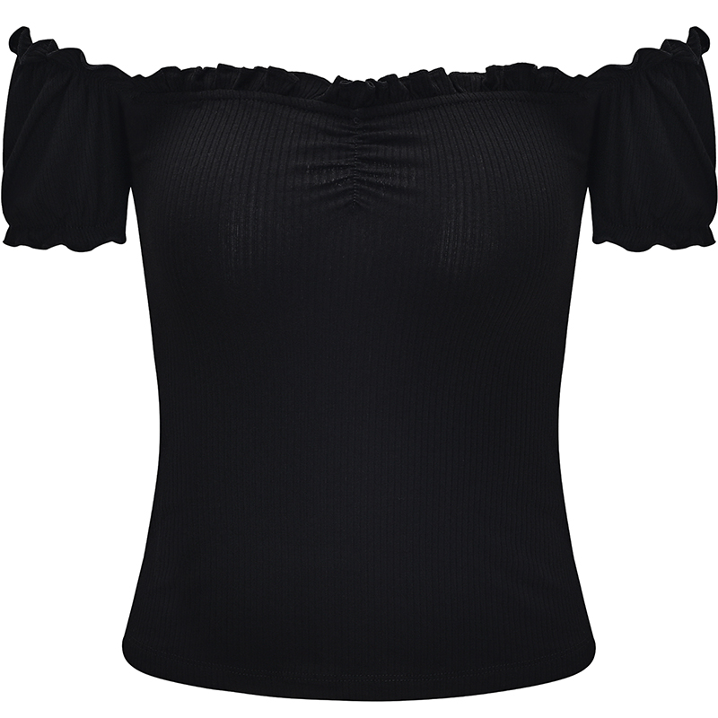 Sexy One-Shoulder Ruffled Puff Sleeve T-Shirt for Women - European & American Style Short Top, Trendy 90s Inspired Fashion Sexy One-Shoulder Ruffled Puff Sleeve T-Shirt for Women - European & American Style Short Top, Trendy 90s Inspired Fashion