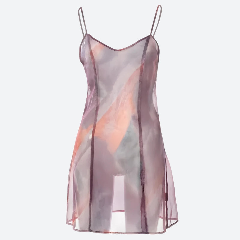 Sheer Mesh Slit Mini Dress Sheer Mesh Slit Mini Dress