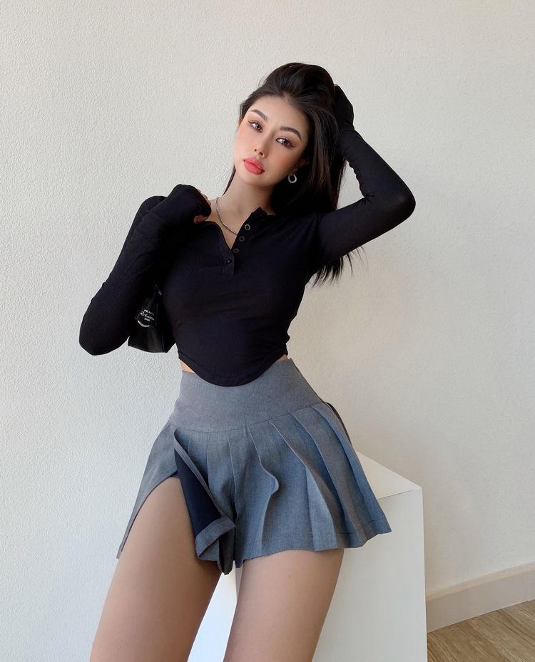 Side Slit College Mini Skirt Side Slit College Mini Skirt