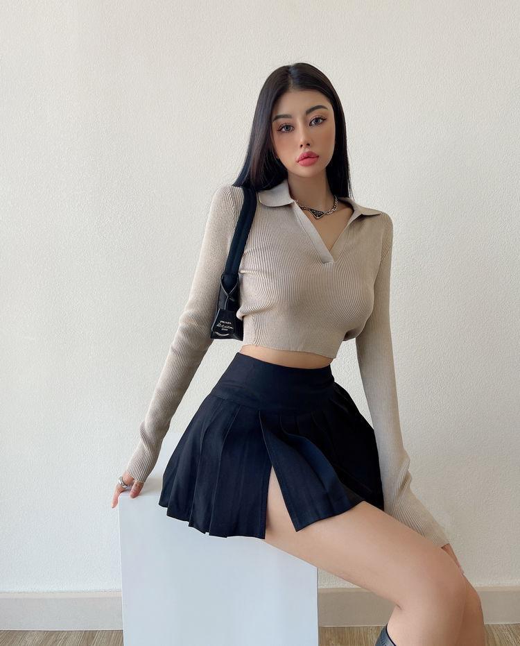 Side Slit College Mini Skirt Side Slit College Mini Skirt