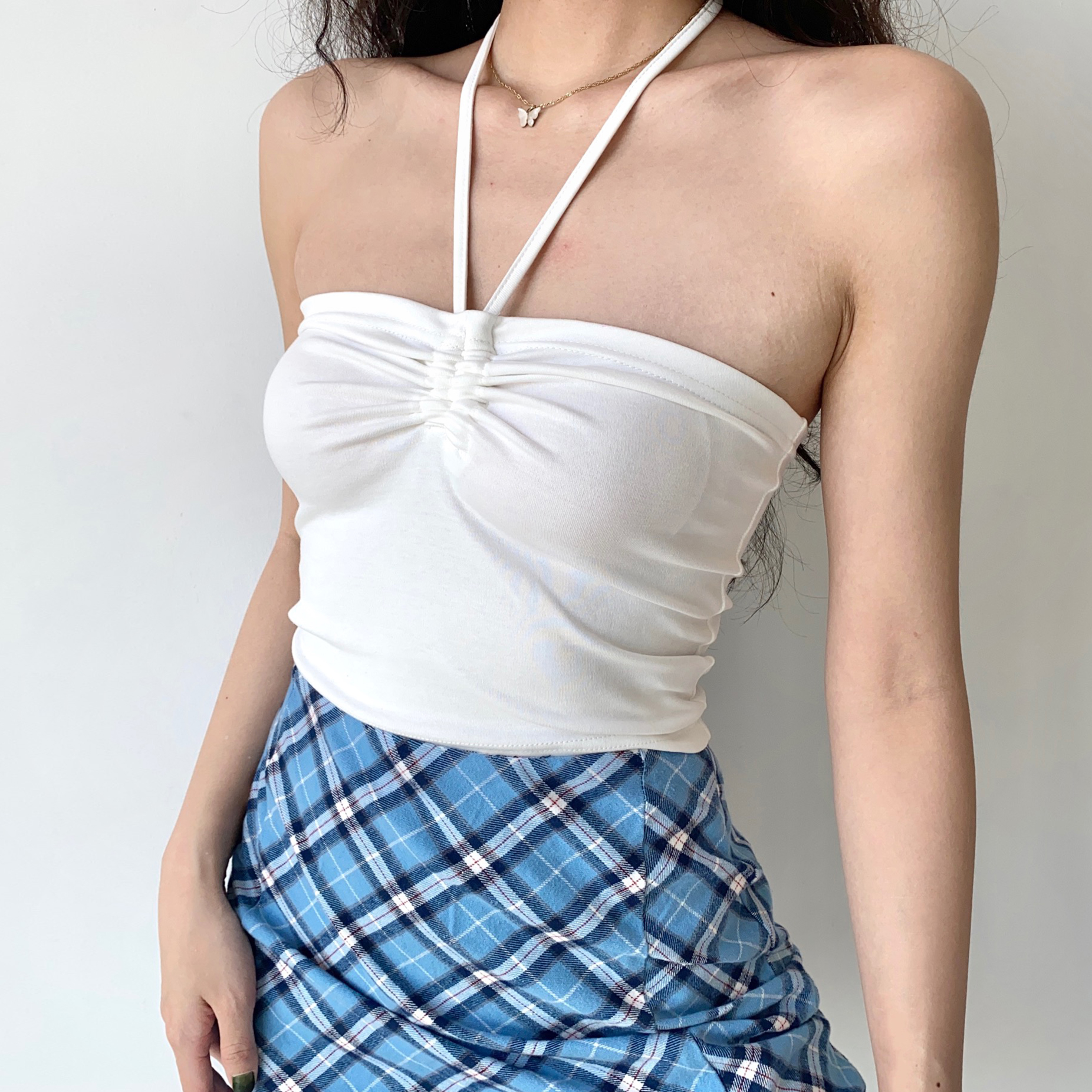 Slim-Fit Strapless Halter Crop Top for Women - Sexy Summer Style, European and American Fashion, Perfect for Y2K and Night Out Looks