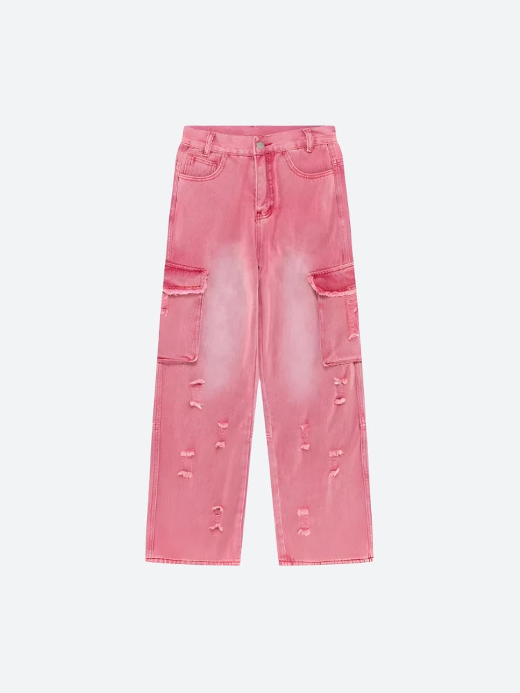 Soft Girl Distressed Cargo Jeans Soft Girl Distressed Cargo Jeans