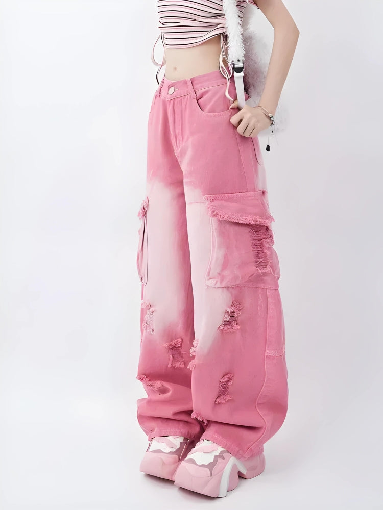 Soft Girl Distressed Cargo Jeans Soft Girl Distressed Cargo Jeans
