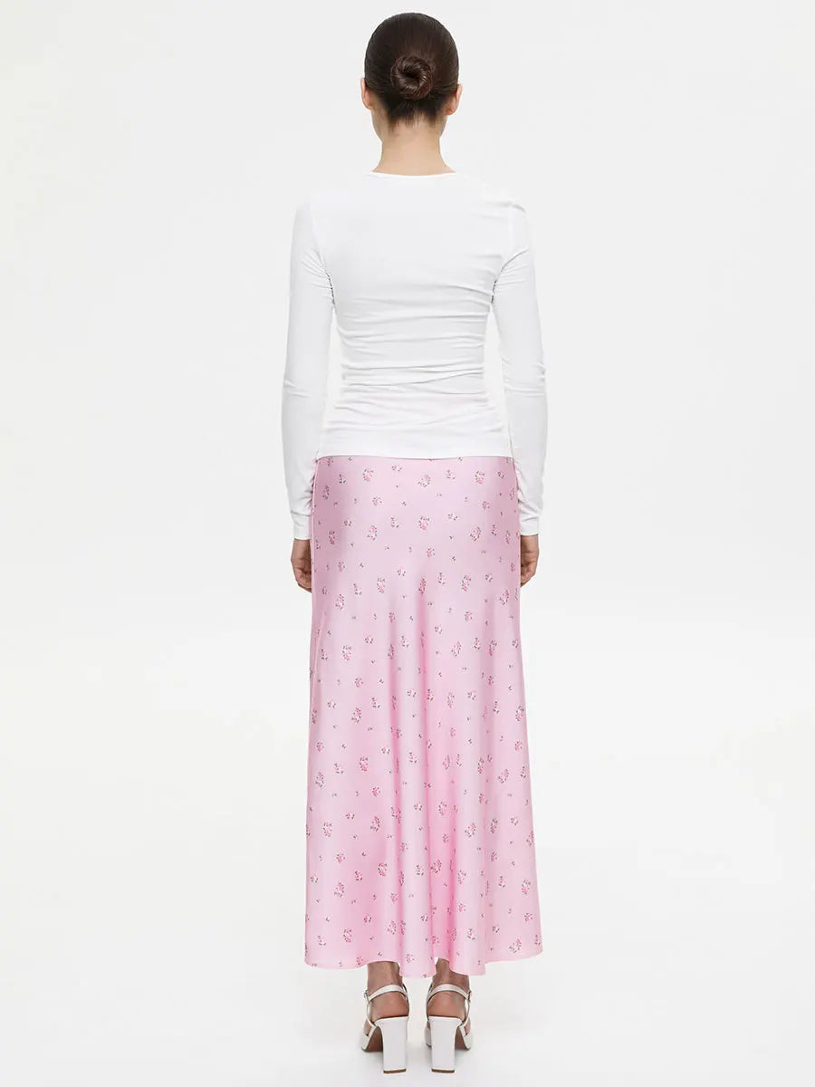 Soft Girl Floral Satin Midi Skirt Soft Girl Floral Satin Midi Skirt