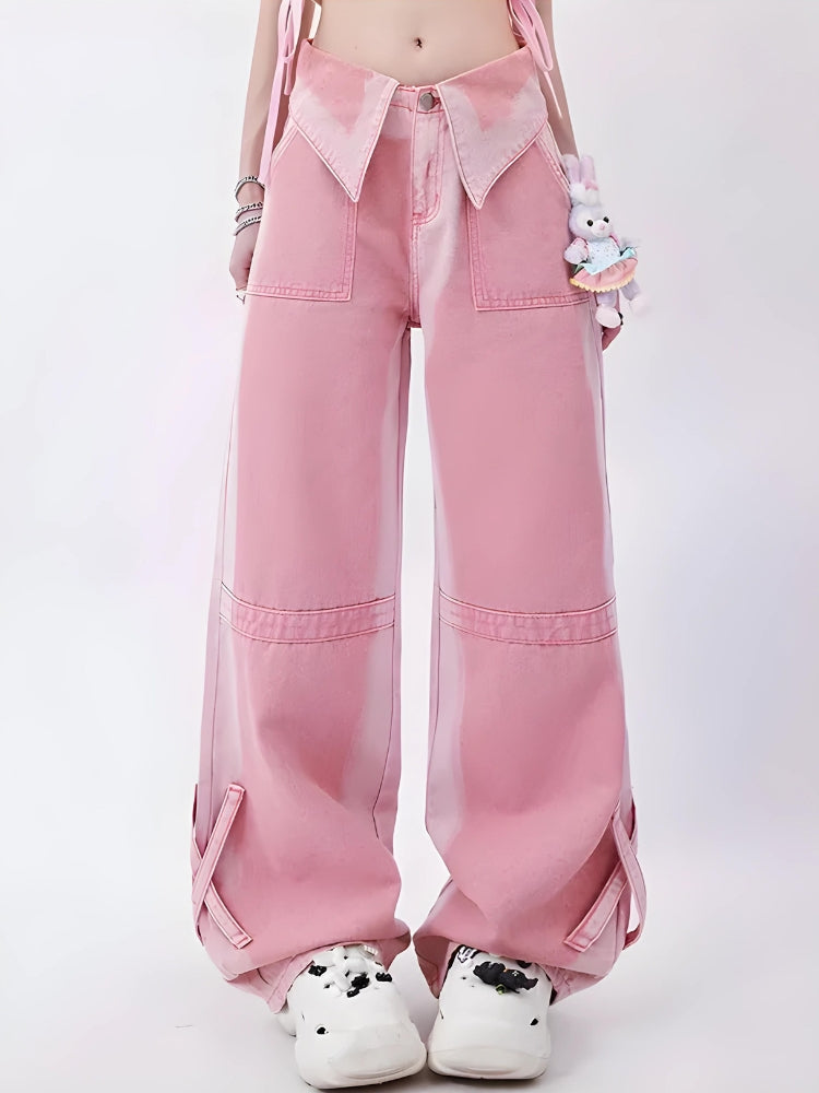 Soft Girl Folded Waist Jeans Soft Girl Folded Waist Jeans