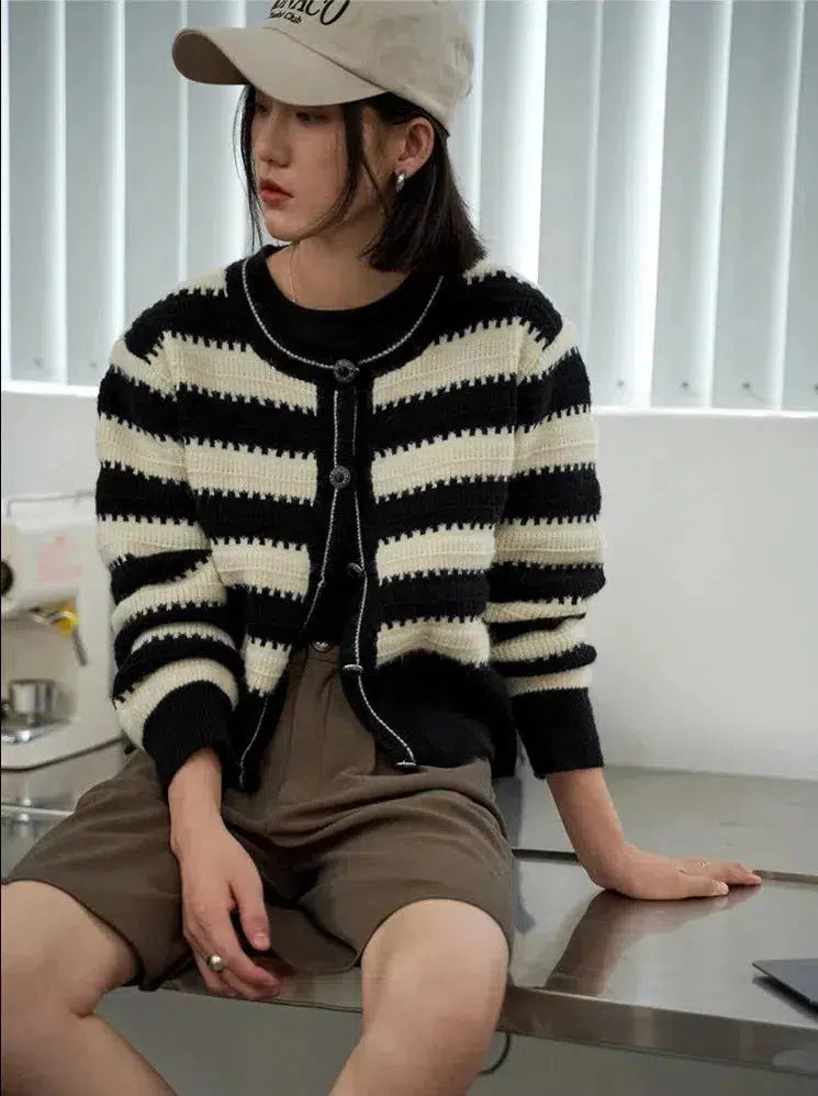 Striped Button Up Cardigan Striped Button Up Cardigan