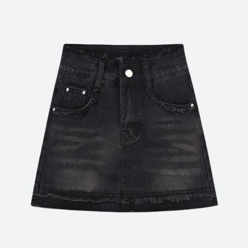 Tasseled Denim Mini Skort Tasseled Denim Mini Skort
