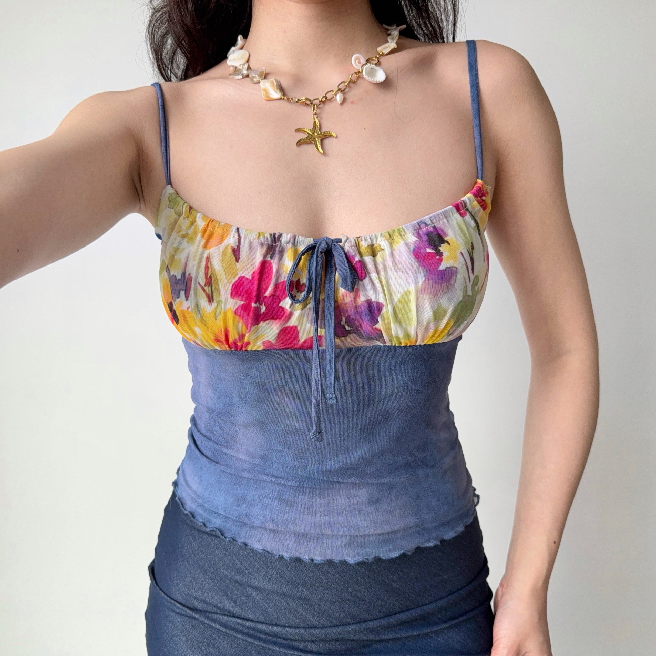 Trendy Backless Spliced Camisole Top - Women's DIY Printed Outerwear in European and American Style Trendy Backless Spliced Camisole Top - Women's DIY Printed Outerwear in European and American Style