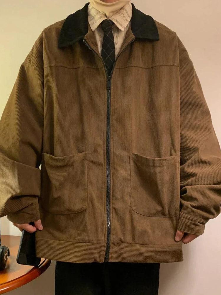 Vintage Corduroy Contrast Color Jacket