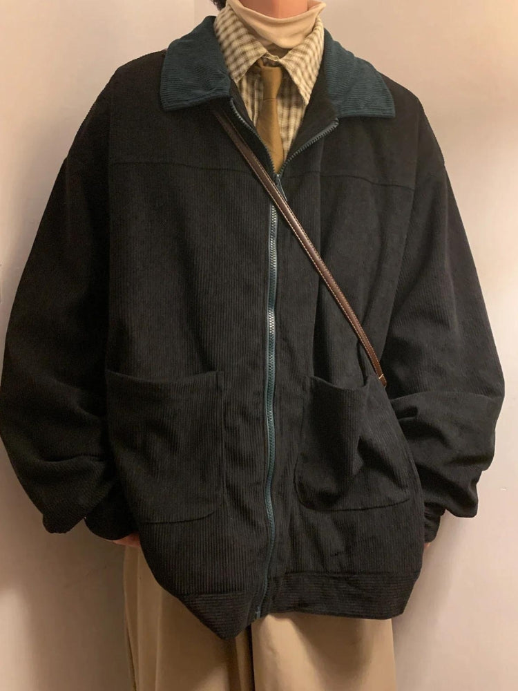 Vintage Corduroy Contrast Color Jacket