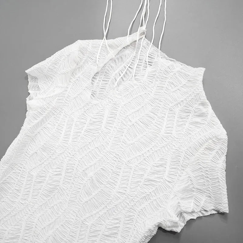 Wrinkled Lace Up Mini Dress Wrinkled Lace Up Mini Dress